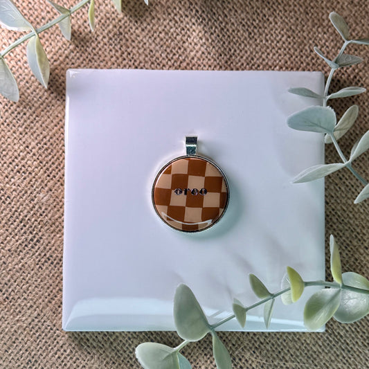 Fall Checkered Metal Tag