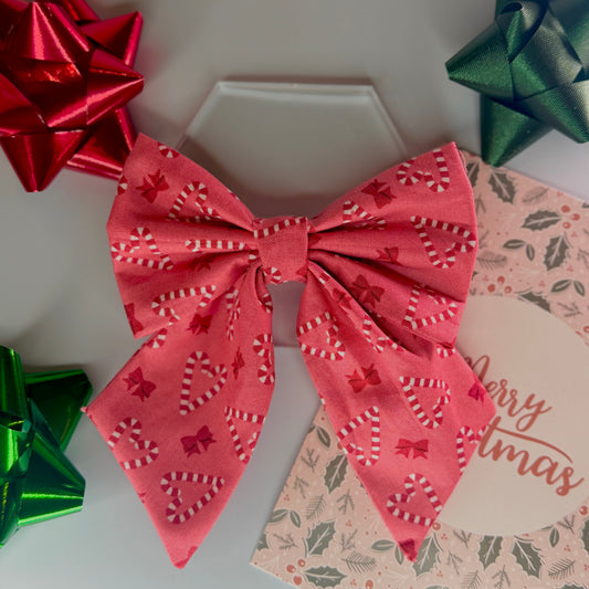 Candy Cane Love | Slip On Collar Bow